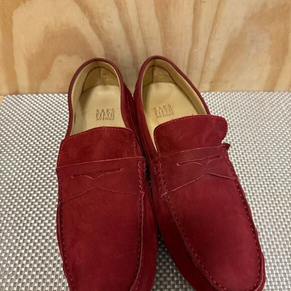 Saks Fifth Avenue Burgundy Suede  Driving Loafers Men’s Shoes Slip On Size 12M main image 7